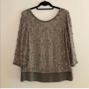 Parker Spaced Sequin Open Back Blouse